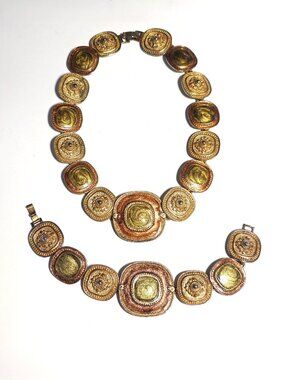 Byzantine or Etruscan matching necklace & bracelet set